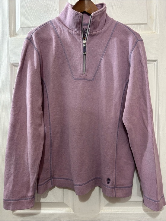Tommy Bahama Other - Tommy Bahama Men’s M Lavender Quarter Zip Pullover Sweater Cotton Ribbed Knit